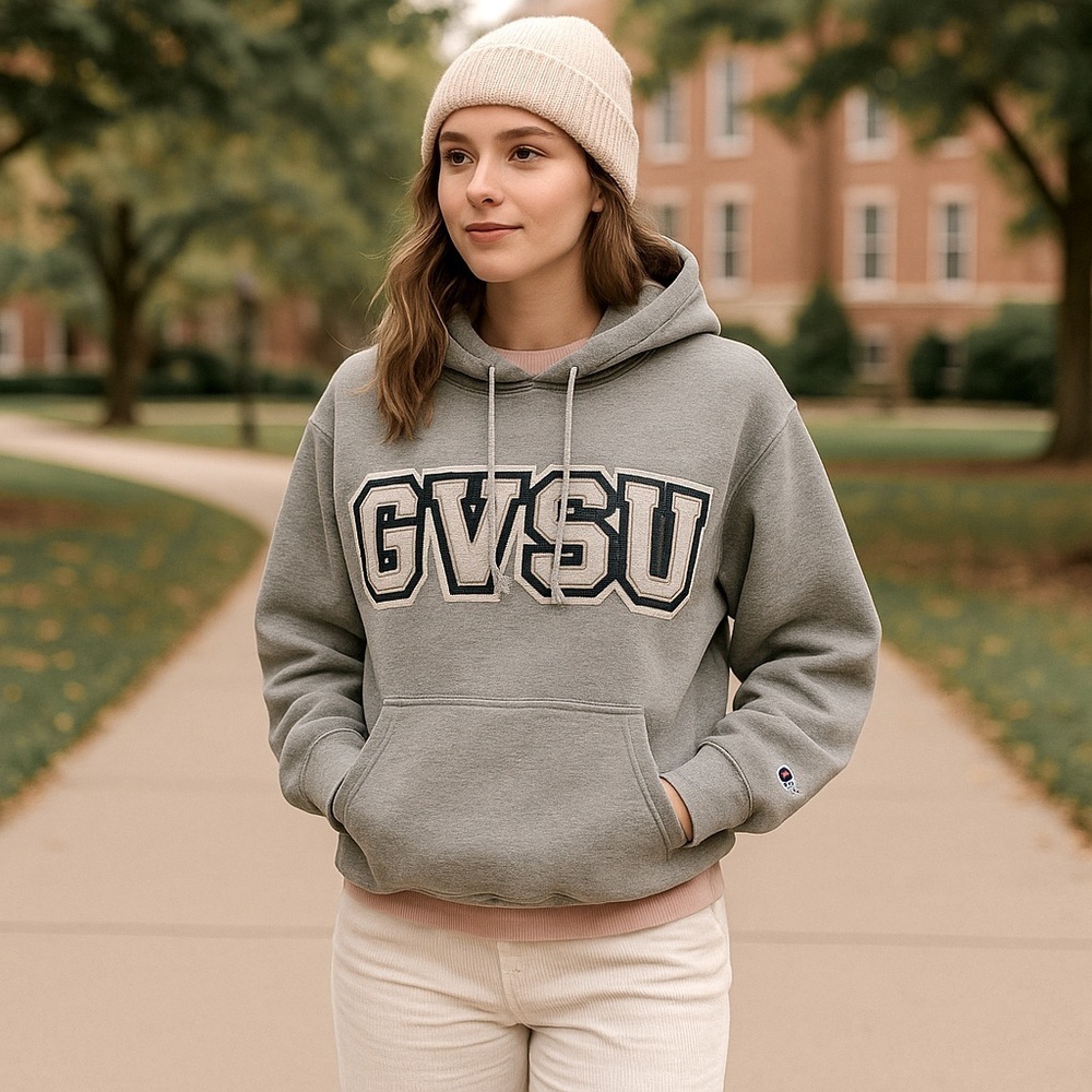 Champion GVSU Hoodie Gray – Vintage Collegiate Sweatshirt Size Small